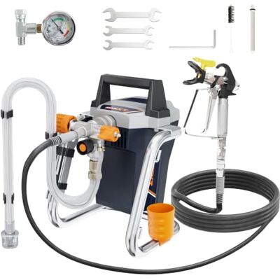 MAXXT Airless verfspuitapparaat met drukmeter, spuitpistool, slangen en accessoires, professioneel verfspuitsysteem MAXXT Airless verfspuitapparaat met drukmeter, spuitpistool, slangen en accessoires, professioneel verfspuitsysteem