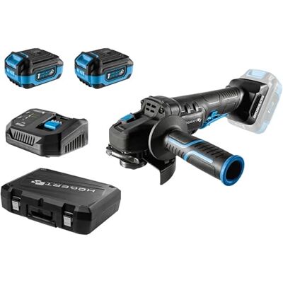 Högert TECHNIK Accu-haakse slijper set 18 V, 125 mm, borstelloze motor, peddelschakelaar, 8000 tpm, 4,0 Ah accu, 4 A oplader, koffer, ledverlichting, voor metaal en hout + PROMO 2,0 Ah Högert TECHNIK Accu-haakse slijper set 18 V, 125 mm, borstelloze motor, peddelschakelaar, 8000 tpm, 4,0 Ah accu, 4 A oplader, koffer, ledverlichting, voor metaal en hout + PROMO 2,0 Ah
