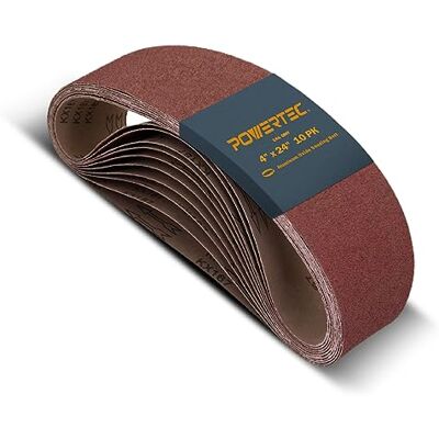 POWERTEC 110040 4 x 24 240 Grit Aluminium Oxide Schuren Premium Schuurpapier voor draagbare riemschuurmachine 10 Pack POWERTEC 110040 4 x 24 240 Grit Aluminium Oxide Schuren Premium Schuurpapier voor draagbare riemschuurmachine 10 Pack