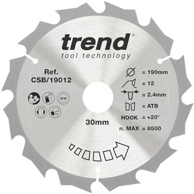 Trend CSB/19012 Craft Pro Rip TCT Cirkelzaagblad - 190mm x 12 Tanden x 30mm Trend CSB/19012 Craft Pro Rip TCT Cirkelzaagblad - 190mm x 12 Tanden x 30mm