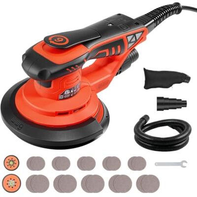 VEVOR 400 W borstelloze excentrische schuurmachine met 127 mm + 152 mm 4000-10000 omw/min, 7-traps toerentalregeling, 20 schuurpapier, stofzak, 4 m netsnoer, handschuurmachine voor houtbewerking VEVOR 400 W borstelloze excentrische schuurmachine met 127 mm + 152 mm 4000-10000 omw/min, 7-traps toerentalregeling, 20 schuurpapier, stofzak, 4 m netsnoer, handschuurmachine voor houtbewerking