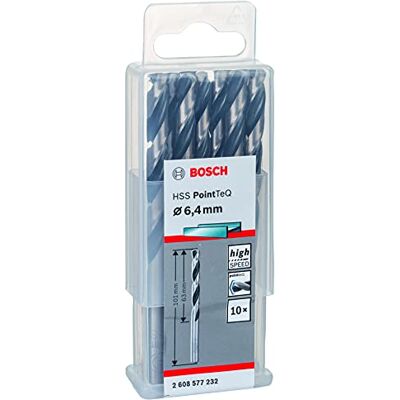 Bosch Professional 10 Stuks HSS Spiraalboor PointTeQ (voor metaal, 6,4 x 63 x 101 mm, accessoire boor-/schroefmachine) Bosch Professional 10 Stuks HSS Spiraalboor PointTeQ (voor metaal, 6,4 x 63 x 101 mm, accessoire boor-/schroefmachine)