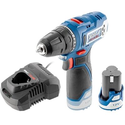 Dedra MAUS gereedschapset: 12V accuboormachine/schroevendraaier 7330, 32 Nm, met twee snelheidsstanden, 2 Ah accu 7320 en 12V snellader 7302 Dedra MAUS gereedschapset: 12V accuboormachine/schroevendraaier 7330, 32 Nm, met twee snelheidsstanden, 2 Ah accu 7320 en 12V snellader 7302