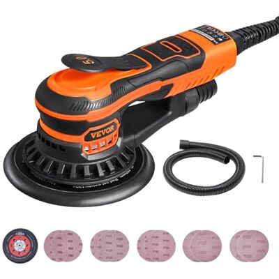 VEVOR Excentrische schuurmachine, 150 mm, borstelloze excentrische schuurmachine, 350 W, 10.000 PRM, elektrische handschuurmachine met 6 variabele snelheden, met 10 schuurbladen, stofplug VEVOR Excentrische schuurmachine, 150 mm, borstelloze excentrische schuurmachine, 350 W, 10.000 PRM, elektrische handschuurmachine met 6 variabele snelheden, met 10 schuurbladen, stofplug