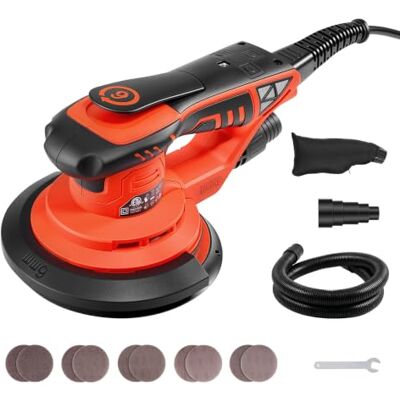 VEVOR Excenterschuurmachine, 400 W, 152 mm, borstelloze schuurmachine 4000-10000 omw/min, 7-traps toerentalregeling, 10 schuurpapier, stofzak, 4 m netsnoer, handschuurmachine voor houtbewerking VEVOR Excenterschuurmachine, 400 W, 152 mm, borstelloze schuurmachine 4000-10000 omw/min, 7-traps toerentalregeling, 10 schuurpapier, stofzak, 4 m netsnoer, handschuurmachine voor houtbewerking
