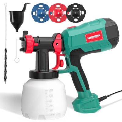 HYCHIKA BETTER TOOLS FOR BETTER LIFE HYCHIKA Verfspuitsysteem, 600 W HVLP lakpistool 1200 ml container, 3 sproeiers voor omheiningen, meubels, muren en andere oppervlakken van hout of metaal HYCHIKA BETTER TOOLS FOR BETTER LIFE HYCHIKA Verfspuitsysteem, 600 W HVLP lakpistool 1200 ml container, 3 sproeiers voor omheiningen, meubels, muren en andere oppervlakken van hout of metaal
