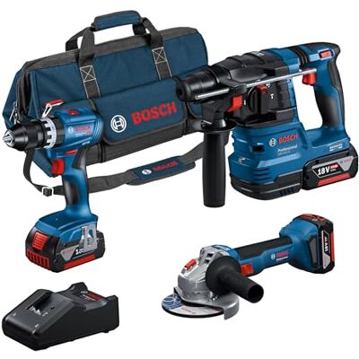 Bosch Professional 18V System accu-combiset: GSB 18V-45 + GBH 18V-22 + GWS 18V-8 (met 3 x GBA 4,0 Ah, GAL 18V-40, gereedschapstas) Amazon Exclusive Bosch Professional 18V System accu-combiset: GSB 18V-45 + GBH 18V-22 + GWS 18V-8 (met 3 x GBA 4,0 Ah, GAL 18V-40, gereedschapstas) Amazon Exclusive