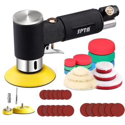 SPTA mini-polijstmachine, persluchtpolijstmachine, 25 mm, 50 mm, 80 mm, haakse slijper met 23-delige polijstspons, polijstpad, polijstvel, polijstset, polijstschijf SPTA mini-polijstmachine, persluchtpolijstmachine, 25 mm, 50 mm, 80 mm, haakse slijper met 23-delige polijstspons, polijstpad, polijstvel, polijstset, polijstschijf