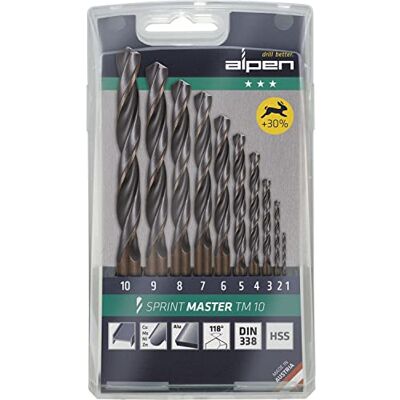 Alpen 811092100 Sprint Master TM10 spiraalboorset 1-10 mm, 10 stuks Alpen 811092100 Sprint Master TM10 spiraalboorset 1-10 mm, 10 stuks