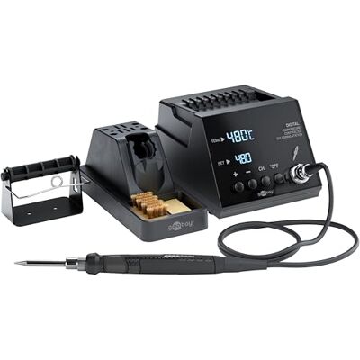 goobay Digitaal soldeerstation 70 W, 160-480 °C, verwarmt in 8 seconden, led-display, geheugenfunctie, stappen van 1° C, voor elektronica, modelbouw en brandschilderen, incl. soldeerbout en goobay Digitaal soldeerstation 70 W, 160-480 °C, verwarmt in 8 seconden, led-display, geheugenfunctie, stappen van 1° C, voor elektronica, modelbouw en brandschilderen, incl. soldeerbout en