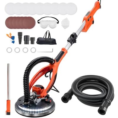 VEVOR Gipsplaatschuurmachine voor plaatwanden, elektrische schuurmachine voor gipsplaat met 950 W, 7 instelbare snelheden 1000-2300 omw/min, ledlicht, uittrekbare klapgreep, 15 slijpschijven VEVOR Gipsplaatschuurmachine voor plaatwanden, elektrische schuurmachine voor gipsplaat met 950 W, 7 instelbare snelheden 1000-2300 omw/min, ledlicht, uittrekbare klapgreep, 15 slijpschijven