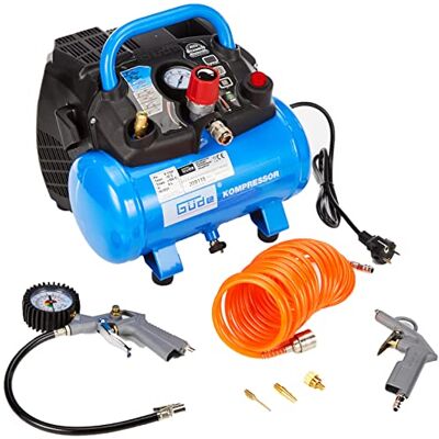 Güde Compressor Airpower 190/08/6 (olievrij, max. druk 8 bar, ketel 6 l, 1100 W, eff. Leverhoeveelheid 145 l/min, drukregelaar/manometer/condensaatafvoerschroef, incl. 6-delige accessoires, testcijfer Güde Compressor Airpower 190/08/6 (olievrij, max. druk 8 bar, ketel 6 l, 1100 W, eff. Leverhoeveelheid 145 l/min, drukregelaar/manometer/condensaatafvoerschroef, incl. 6-delige accessoires, testcijfer