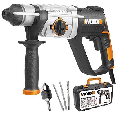 WORX WX339.3 elektrische boorhamer 800 W SDS-Plus Boor, beitel en boren met slagkracht, slagkracht 2,5 J en koffer inbegrepen WORX WX339.3 elektrische boorhamer 800 W SDS-Plus Boor, beitel en boren met slagkracht, slagkracht 2,5 J en koffer inbegrepen
