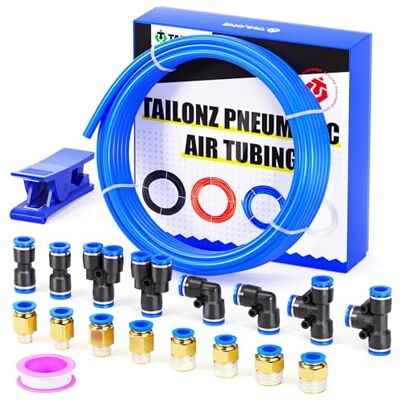 TAILONZ PNEUMATIC TAILONZ Blauw 8mm OD 5mm ID PU Pneumatische Slang Kit, 10M Snelkoppelingen Slang, Lekvrij Ontwerp, Hoge Flexibiliteit, Eenvoudige DIY Montage voor Luchtcompressor Systeem TAILONZ PNEUMATIC TAILONZ Blauw 8mm OD 5mm ID PU Pneumatische Slang Kit, 10M Snelkoppelingen Slang, Lekvrij Ontwerp, Hoge Flexibiliteit, Eenvoudige DIY Montage voor Luchtcompressor Systeem