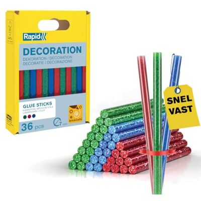 Rapid Lijmpatronen Glitter – Rood, Groen,Blauw 36 Lijmsticks 90mm Lengte, voor Knutselen en Decoreren, voor Lijmpistolen 7mm Rapid Lijmpatronen Glitter – Rood, Groen,Blauw 36 Lijmsticks 90mm Lengte, voor Knutselen en Decoreren, voor Lijmpistolen 7mm