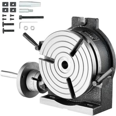 VEVOR Ronde tafel gedeeltelijk apparaat draaibaar horizontaal/verticaal 200 voor freesmachines en boormachines, met T-groef en schaal, schroefdraadaanpassing, van gietijzer, precisie-indexering, VEVOR Ronde tafel gedeeltelijk apparaat draaibaar horizontaal/verticaal 200 voor freesmachines en boormachines, met T-groef en schaal, schroefdraadaanpassing, van gietijzer, precisie-indexering,