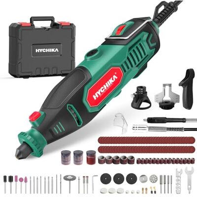 HYCHIKA BETTER TOOLS FOR BETTER LIFE HYCHIKA 150 W Rotatiegereedschapsset met kettingzaagmachine, 7-traps regelbaar 10.000-33.000 omw/min, 167 accessoires voor slijpen, polijsten, snijden, boren en graveren HYCHIKA BETTER TOOLS FOR BETTER LIFE HYCHIKA 150 W Rotatiegereedschapsset met kettingzaagmachine, 7-traps regelbaar 10.000-33.000 omw/min, 167 accessoires voor slijpen, polijsten, snijden, boren en graveren