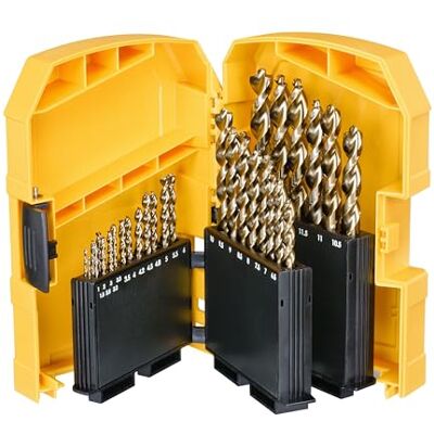 DeWalt Extreme HSS-G DT7926 Metaalboorset, 29-delig, (gebruik in gelegeerd en ongelegeerd staal, ijzer, nikkel, messing, anti-slip schacht, kernversterkt, centreerpunt voor boren zonder voorkorreling) DeWalt Extreme HSS-G DT7926 Metaalboorset, 29-delig, (gebruik in gelegeerd en ongelegeerd staal, ijzer, nikkel, messing, anti-slip schacht, kernversterkt, centreerpunt voor boren zonder voorkorreling)