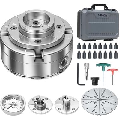 VEVOR Houtdraaispindel, 4 handgrepen, 102 mm, zelfcentrerende spindel voor houtdraaien, met 1 inch x 8 TPI adapter, 5 handgrepen, transportkoffer, spindelset VEVOR Houtdraaispindel, 4 handgrepen, 102 mm, zelfcentrerende spindel voor houtdraaien, met 1 inch x 8 TPI adapter, 5 handgrepen, transportkoffer, spindelset