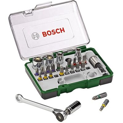 Bosch 27-delige schroefbit- en ratelschroevendraaierset (PH-, PZ-, zeskant-, T-, TH-, S-bit, accessoires boormachine en schroevendraaier) Bosch 27-delige schroefbit- en ratelschroevendraaierset (PH-, PZ-, zeskant-, T-, TH-, S-bit, accessoires boormachine en schroevendraaier)