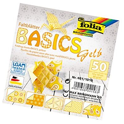 folia 461/1010 vouwbladen Basics geel 10 x 10 cm, 80 g/m², 50 vellen gesorteerd in 5 motieven ideaal voor prachtige vouwfiguren en -vormen folia 461/1010 vouwbladen Basics geel 10 x 10 cm, 80 g/m², 50 vellen gesorteerd in 5 motieven ideaal voor prachtige vouwfiguren en -vormen