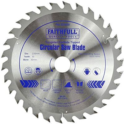 Faithfull FAIZ23030 TCT cirkelzaagblad 230 mm x 30 mm boring x 30 tanden Faithfull FAIZ23030 TCT cirkelzaagblad 230 mm x 30 mm boring x 30 tanden