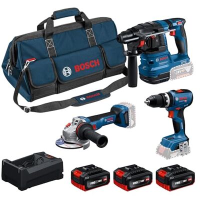 Bosch PRO 18V System accutoolkit: GSB 18V-65, GBH 18V-22, GWS 18V-11, 3 x GBA 5.0 Ah, GAL 12V/18V-80, TAS-M Bosch PRO 18V System accutoolkit: GSB 18V-65, GBH 18V-22, GWS 18V-11, 3 x GBA 5.0 Ah, GAL 12V/18V-80, TAS-M