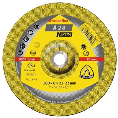 Klingspor A 24 EX snijschijf 180 x 8 x 22,23 mm gekrümmt 10 stuks Klingspor A 24 EX snijschijf 180 x 8 x 22,23 mm gekrümmt 10 stuks