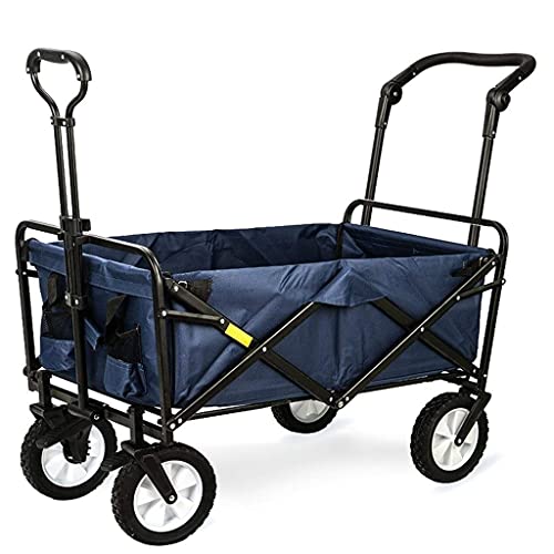 dsmsdre Tuinwagen met 4 wielen Zware opvouwbare trekwagen Strandwagen Opvouwbare tuinwagen Opvouwbare wagen Wagenwagen Kruiwagen