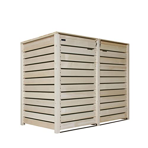 Fairpreis-design Mod.H Afvalcontainerbox, 2 ton, hout, natuurlijk, 240 liter, achterwand, voorgemonteerd, afvalcontainer