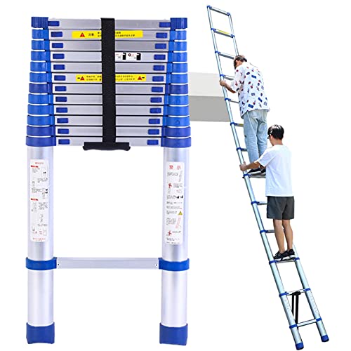 FFYUTING Telescopische ladder 8M/7M/6M/5M/4M/3M/2M/1M hoog, uitschuifbare telesladders voor thuis zolder en buiten gebouwen, 350LB Capaciteit/Blauw/2.2M/7.2Ft