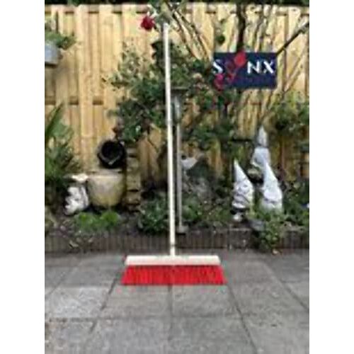 Synx Tools Straatbezem Nylon Rood 50cm Bezems Vegers Stadsbezem Buitenbezem Tuinartikelen Bezem met steel 160cm Buiten bezem veger