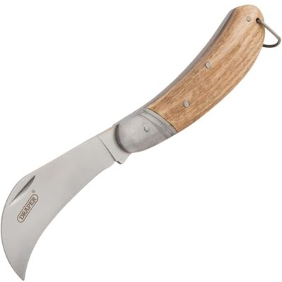Draper Ontluikend mes met eiken handvat roestvrijstalen vouwmes Single Blade Flick tuinmes Tuingereedschap 17558, BRUIN Draper Ontluikend mes met eiken handvat roestvrijstalen vouwmes Single Blade Flick tuinmes Tuingereedschap 17558, BRUIN