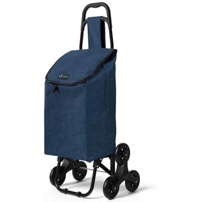 VOUNOT ® Boodschappentrolley met drie wielen, inklapbaar, 2-in-1 Grote tas, comfortabele handgreep, met 6 wielen, robuuste structuur, winkelwagen, maximale belasting 30 kg VOUNOT ® Boodschappentrolley met drie wielen, inklapbaar, 2-in-1 Grote tas, comfortabele handgreep, met 6 wielen, robuuste structuur, winkelwagen, maximale belasting 30 kg