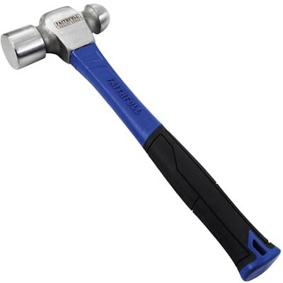 Faithfull Ball Pein Hammer 48oz (1,36 kg) – Hoge sterkte glasvezel schacht met gepolijste stalen kop en ergonomische anti-slip grip voor metaalbewerking, engineering, algemene reparaties en Faithfull Ball Pein Hammer 48oz (1,36 kg) – Hoge sterkte glasvezel schacht met gepolijste stalen kop en ergonomische anti-slip grip voor metaalbewerking, engineering, algemene reparaties en