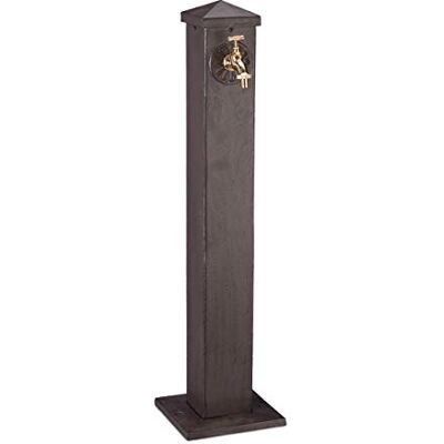 Relaxdays waterzuil voor tuin, rechthoek, antiek, met kraan, 3/4 inch aansluiting, buitenkraan, 91 cm, bruin Relaxdays waterzuil voor tuin, rechthoek, antiek, met kraan, 3/4 inch aansluiting, buitenkraan, 91 cm, bruin