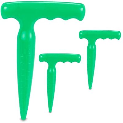 Relaxdays pootstuk, set van 3, kunststof, verspeenstok, met handgreep, om bloembollen te planten, groen Relaxdays pootstuk, set van 3, kunststof, verspeenstok, met handgreep, om bloembollen te planten, groen