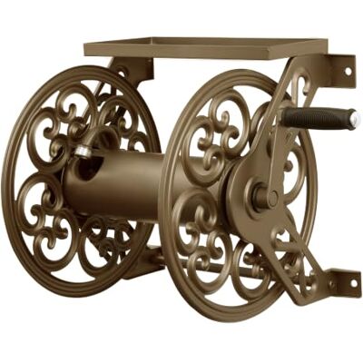 Liberty Garden Products 708 stalen decoratieve wandmontage tuinslanghaspel, houdt 125-voet van 5/8-inch slang brons Liberty Garden Products 708 stalen decoratieve wandmontage tuinslanghaspel, houdt 125-voet van 5/8-inch slang brons