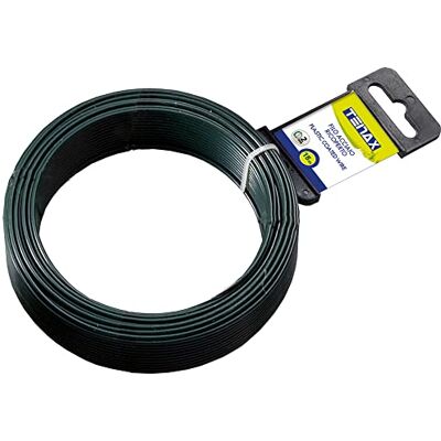 TENAX IJzerdraad met kunststof gecoat, groen, lengte 15 m, diameter 2 mm TENAX IJzerdraad met kunststof gecoat, groen, lengte 15 m, diameter 2 mm