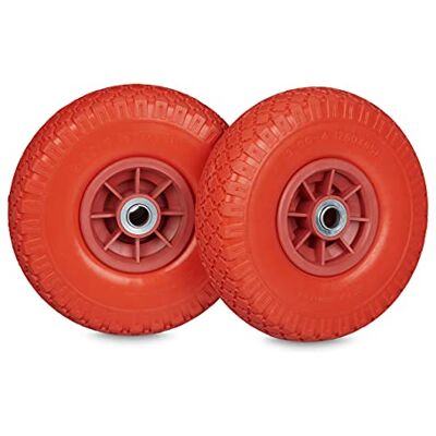Relaxdays 2x steekwagenwiel, 3.00-4", 260x85 mm, antilek rubberband, 20mm as, tot 80 kg, bolderkarwiel, rood Relaxdays 2x steekwagenwiel, 3.00-4", 260x85 mm, antilek rubberband, 20mm as, tot 80 kg, bolderkarwiel, rood