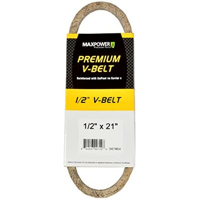 MaxPower V-riemen 347464, versterkt met kevlar, 1/2" x 21" 4L210 buitenlengte L(a) 530 mm. MaxPower V-riemen 347464, versterkt met kevlar, 1/2" x 21" 4L210 buitenlengte L(a) 530 mm.