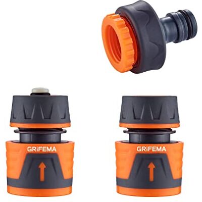 GRIFEMA GE1103 Tuinslangverbindingsset, inclusief 1/2 „stopaansluiting, 1/2" snelle connector en 1/2 „3/4" premium vrouwelijke fitting GRIFEMA GE1103 Tuinslangverbindingsset, inclusief 1/2 „stopaansluiting, 1/2" snelle connector en 1/2 „3/4" premium vrouwelijke fitting