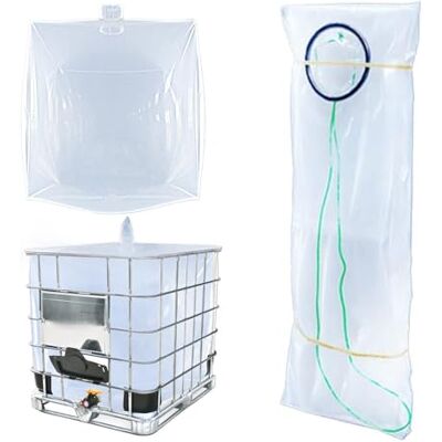 caichuxiye IBC Tote Cove, 275 Gallon IBC wateropslagvat voeringzakken, 1000 liter regenton beschermende accessoire (met waterafvoer aan de onderkant) Transparant caichuxiye IBC Tote Cove, 275 Gallon IBC wateropslagvat voeringzakken, 1000 liter regenton beschermende accessoire (met waterafvoer aan de onderkant) Transparant