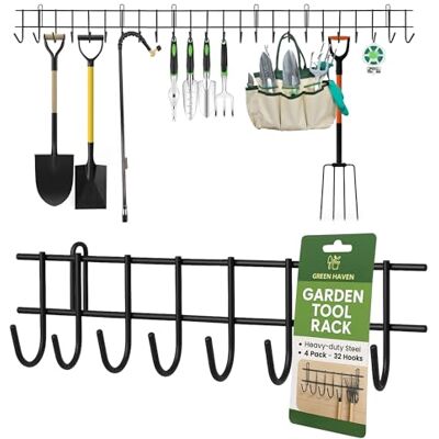 Green Haven tuingereedschap opbergrek 160 cm metalen wandmontage zware tuingereedschap organizer voor tuin en schuur Green Haven tuingereedschap opbergrek 160 cm metalen wandmontage zware tuingereedschap organizer voor tuin en schuur