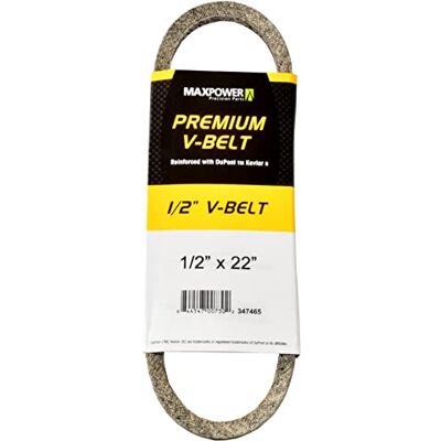 MaxPower V-riemen 347465, versterkt met kevlar, 1/2" x 22" 4L220 buitenlengte L(a) 565 mm. MaxPower V-riemen 347465, versterkt met kevlar, 1/2" x 22" 4L220 buitenlengte L(a) 565 mm.