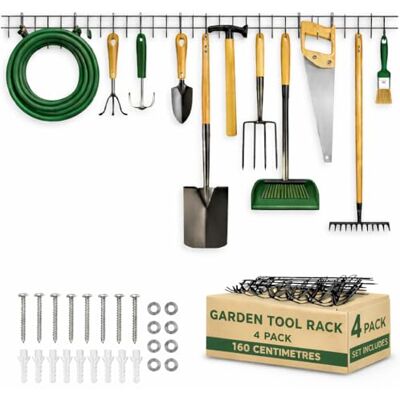 Coselena Opbergrek voor tuingereedschap 160 cm wandgemonteerde metalen gereedschapsorganizer voor schuur zwaar belastbaar rek voor tuingereedschap, schoppen en harken ideale schuurorganizer voor Coselena Opbergrek voor tuingereedschap 160 cm wandgemonteerde metalen gereedschapsorganizer voor schuur zwaar belastbaar rek voor tuingereedschap, schoppen en harken ideale schuurorganizer voor
