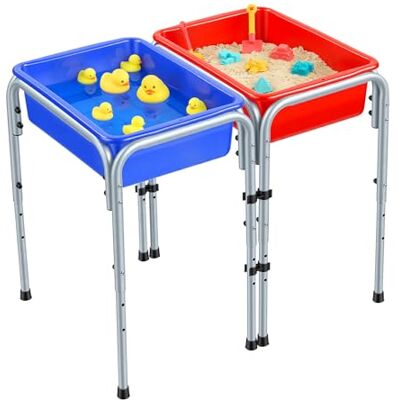 VEVOR Sensorische tafel, activiteitstafel met 2 stations, met afneembare opbergdozen en antislipvoeten, frame van koolstofstaal, afgeronde hoeken, voor kinderen van 3-6 jaar VEVOR Sensorische tafel, activiteitstafel met 2 stations, met afneembare opbergdozen en antislipvoeten, frame van koolstofstaal, afgeronde hoeken, voor kinderen van 3-6 jaar