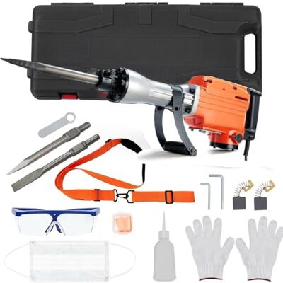 IDEALHOUSE Slaghamer 2200 W elektrische slaghamer voor beton en metselwerk 1700 BPM, incl. 4 beitels, transportkoffer, handschoenen en gehoorbescherming ideaal voor renovatie en bouwwerkzaamheden IDEALHOUSE Slaghamer 2200 W elektrische slaghamer voor beton en metselwerk 1700 BPM, incl. 4 beitels, transportkoffer, handschoenen en gehoorbescherming ideaal voor renovatie en bouwwerkzaamheden