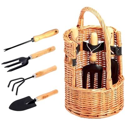 Avilia Mand met tuingereedschap, complete set met hark en schep, ideaal voor het tuinonderhoud, 22 x 22 x 35 cm Avilia Mand met tuingereedschap, complete set met hark en schep, ideaal voor het tuinonderhoud, 22 x 22 x 35 cm
