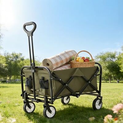 Relaxdays opvouwbare bolderkar met telescoopgreep, Oxford-stof, 100 kg, groen, 89x50x72 cm Relaxdays opvouwbare bolderkar met telescoopgreep, Oxford-stof, 100 kg, groen, 89x50x72 cm